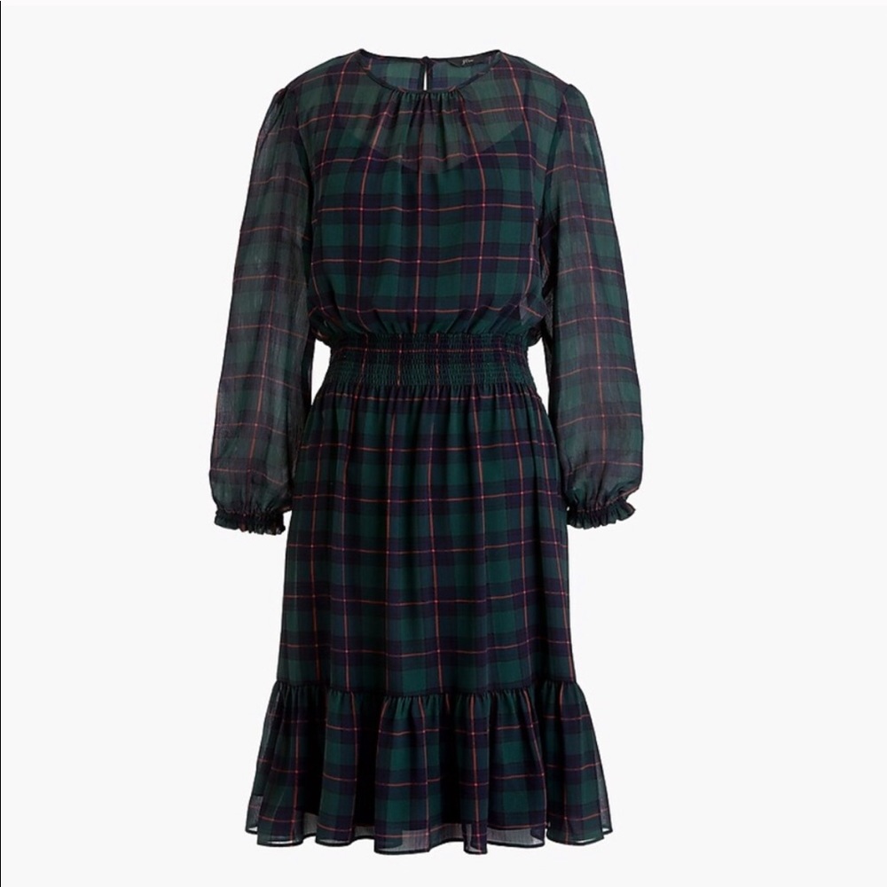 J. Crew cinched waist plaid dress